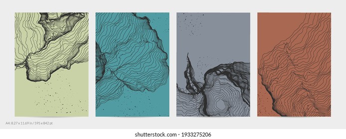 Ultra Thin Line Net Shape. Abstract 3D Computer Modeling Science Geometry. Futuristic Sound Wave Interacting With Random Particles. Mold Growing Texture On Flat Earthly Colored Background.