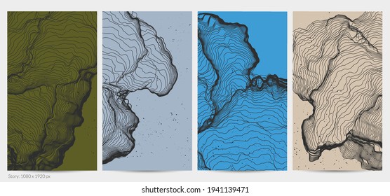 Ultra thin line net shape. Abstract 3D computer modeling science geometry. Futuristic sound wave interacting with random particles. Mold growing texture on flat earthly colored background.