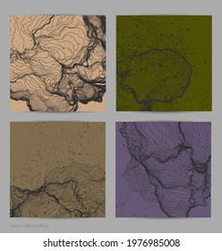 Ultra thin line net shape. Abstract 3D computer modeling science geometry. Futuristic sound wave interacting with random particles. Mold growing texture on flat earthly colored background.