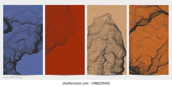 Forma de red de línea ultrafina. Resumen de geometría de modelado de computadora 3D. Ola de sonido futurista que interactúa con partículas aleatorias. Textura de cultivo de moho en fondo plano de color terrenal.