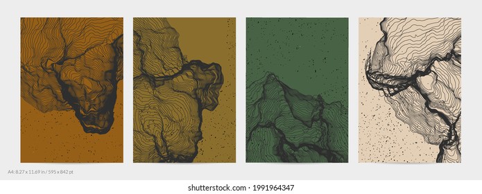 Ultra dünne Netzform. Abstrakte 3D-Computermodellierung der Wissenschaftsgeometrie. Futuristische Schallwelle, die mit zufälligen Teilchen interagiert. Mühselige, wachsende Textur auf flachem irdischem Hintergrund.