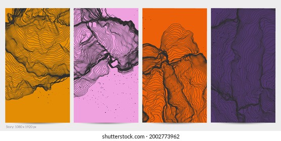 Ultra dünne Netzform. Abstrakte 3D-Computermodellierung der Wissenschaftsgeometrie. Futuristische Schallwelle, die mit zufälligen Teilchen interagiert. Mühselige, wachsende Textur auf flachem irdischem Hintergrund.