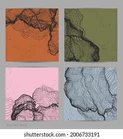 Ultra thin line net shape. Abstract 3D computer modeling science geometry. Futuristic sound wave interacting with random particles. Mold growing texture on flat earthly colored background.