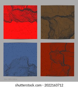 Ultra thin line net shape. Abstract 3D computer modeling science geometry. Futuristic sound wave interacting with random particles. Mold growing texture on flat earthly colored background.