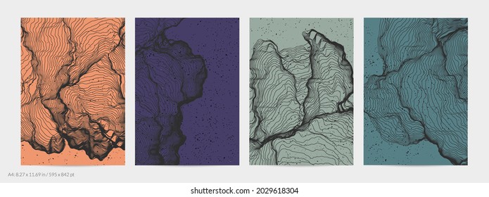 Ultra thin line net shape. Abstract 3D computer modeling science geometry. Futuristic sound wave interacting with random particles. Mold growing texture on flat earthly colored background.