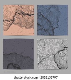 Ultra dünne Netzform. Abstrakte 3D-Computermodellierung der Wissenschaftsgeometrie. Futuristische Schallwelle, die mit zufälligen Teilchen interagiert. Mühselige, wachsende Textur auf flachem irdischem Hintergrund.