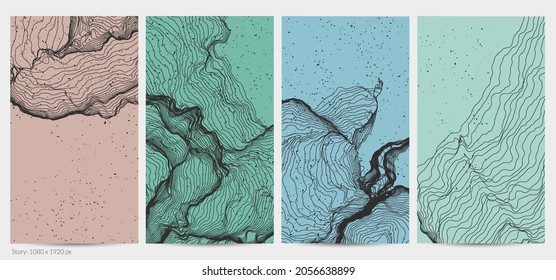 Ultra thin line net shape. Abstract 3D computer modeling science geometry. Futuristic sound wave interacting with random particles. Mold growing texture on flat earthly colored background.