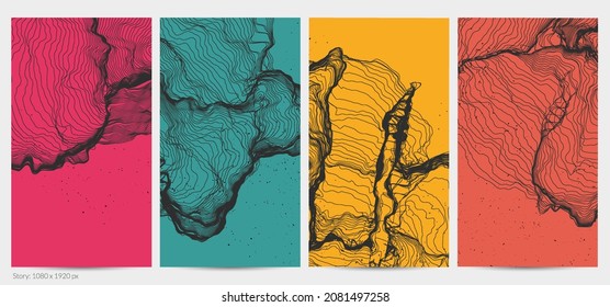 Ultra thin line net shape. Abstract 3D computer modeling science geometry. Futuristic sound wave interacting with random particles. Mold growing texture on flat earthly colored background.