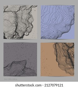 Ultra thin line net shape. Abstract 3D computer modeling science geometry. Futuristic sound wave interacting with random particles. Mold growing texture on flat earthly colored background.