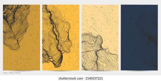Forma de red de línea ultrafina. Resumen de geometría de modelado de computadora 3D. Ola de sonido futurista que interactúa con partículas aleatorias. Textura de cultivo de moho en fondo plano de color terrenal.