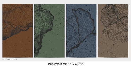 Forma de red de línea ultrafina. Resumen de geometría de modelado de computadora 3D. Ola de sonido futurista que interactúa con partículas aleatorias. Textura de cultivo de moho en fondo plano de color terrenal.
