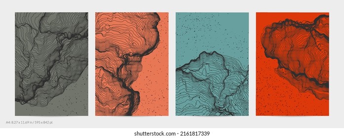 Ultra thin line net shape. Abstract 3D computer modeling science geometry. Futuristic sound wave interacting with random particles. Mold growing texture on flat earthly colored background.