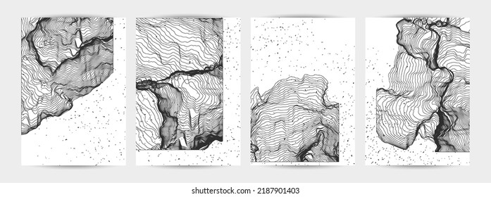 Ultra dünne Netzform. Abstrakte 3D-Computermodellierung der Wissenschaftsgeometrie. Futuristische Schallwelle, die mit zufälligen Teilchen interagiert. Malt wachsende Textur auf Weiß mit Grunge-Textur.