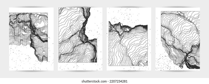 Ultra thin line net shape. Abstract 3D computer modeling science geometry. Futuristic sound wave interacting with random particles. Mold growing texture on white with grunge texture.