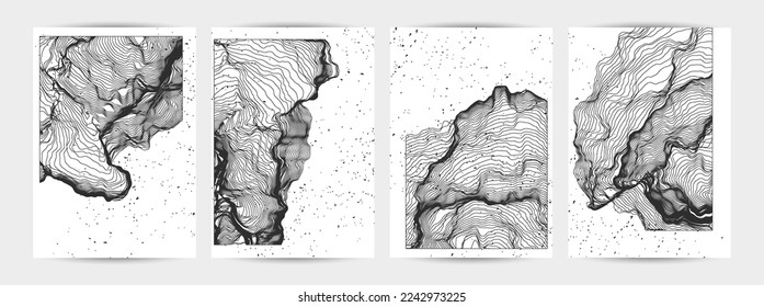 Ultra dünne Netzform. Abstrakte 3D-Computermodellierung der Wissenschaftsgeometrie. Futuristische Schallwelle, die mit zufälligen Teilchen interagiert. Malt wachsende Textur auf Weiß mit Grunge-Textur.