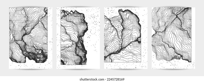 Ultra thin line net shape. Abstract 3D computer modeling science geometry. Futuristic sound wave interacting with random particles. Mold growing texture on white with grunge texture.