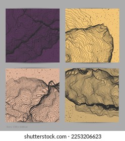 Ultra thin line net shape. Abstract 3D computer modeling science geometry. Futuristic sound wave interacting with random particles. Mold growing texture on flat earthly colored background.