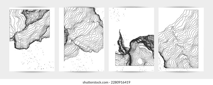 Ultra thin line net shape. Abstract 3D computer modeling science geometry. Futuristic sound wave interacting with random particles. Mold growing texture on white with grunge texture.