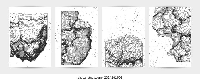 Forma de red de línea ultrafina. Resumen de geometría de modelado de computadora 3D. Ola de sonido futurista que interactúa con partículas aleatorias. Textura de cultivo de moho en blanco con textura de grano.