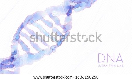 Ultra thin line shallow DNA double helix colorful illustration. Mysterious source of life trendy background. Genom 3d futuristic science image. Conceptual design of genetics information