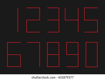 Ultra thin red numbers for timer or alarm clock