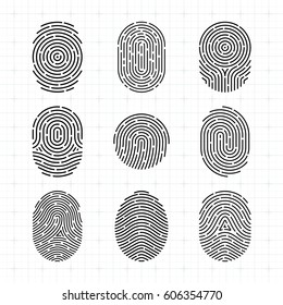 Ultra Thin Vector Fingerprint Icons Set, Isolated Sci-Fi Future Identification Authorization System
