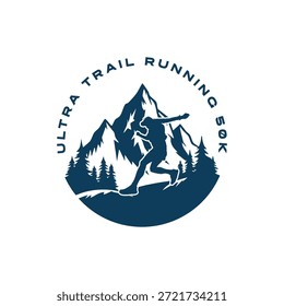 ultra trail running design logo vector image