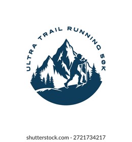 Imagen de Vector de logotipo de diseño Ultra Trail Running