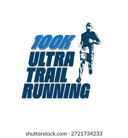ultra trail running design logo vector image