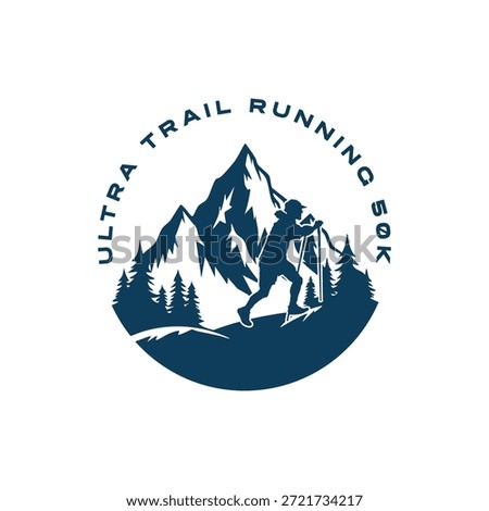 ultra trail running design logo vector image