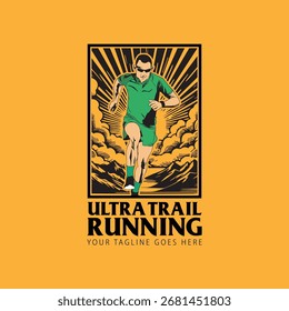 Imagem de ilustração de execução Ultra Trail para plano de fundo e logotipo 