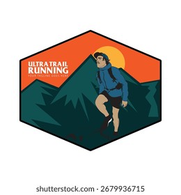 Ultra Trail running image background vector illustration on white background