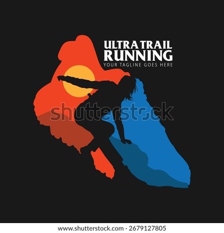 Ultra Trail running image illustration for logo and background,ultra trail run logo vector
