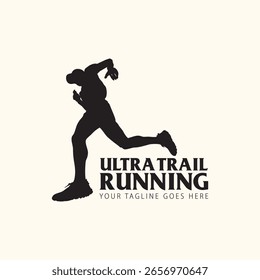 Ilustración vectorial de logotipo de carrera Ultra Trail sobre fondo blanco