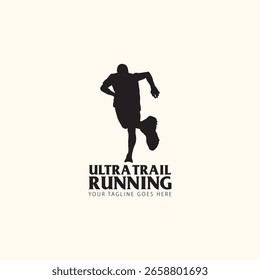 Ilustración vectorial de logotipo de carrera Ultra Trail sobre fondo blanco