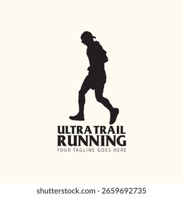 Ilustración vectorial de logotipo de carrera Ultra Trail sobre fondo blanco