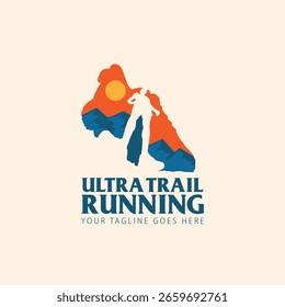 Ilustración vectorial de logotipo de carrera Ultra Trail sobre fondo blanco