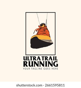 Ilustración vectorial de logotipo de carrera Ultra Trail sobre fondo blanco