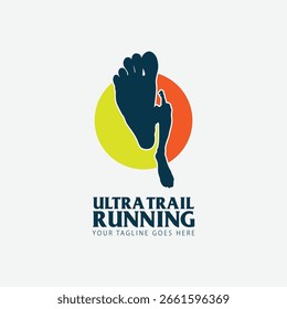 Ilustración vectorial de logotipo de carrera Ultra Trail sobre fondo blanco