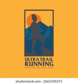 Ultra Trail running logo vector illustration on white background