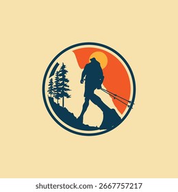Ilustración vectorial de logotipo de carrera Ultra Trail sobre fondo blanco