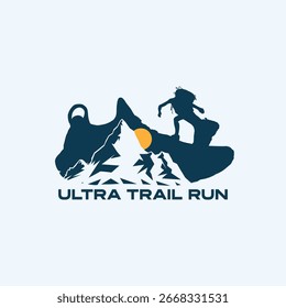 Ultra Trail running logo vector illustration on white background