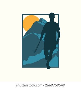 Ultra Trail running logo vector illustration on white background