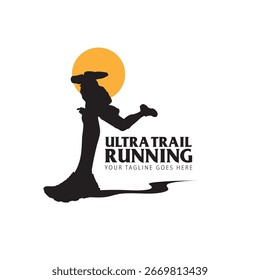 Ilustración vectorial de logotipo de carrera Ultra Trail sobre fondo blanco