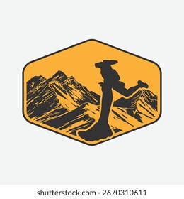 Ultra Trail running logo vector illustration on white background