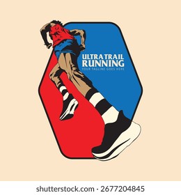 Ilustración vectorial de logotipo de carrera Ultra Trail sobre fondo blanco