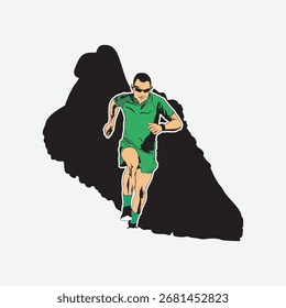 Ultra Trail running logo vector illustration on white background