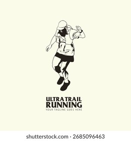 Ultra Trail running logo vector illustration on white background