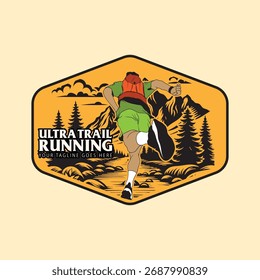 Plano de fundo de ilustração de imagem vetorial de logotipo de execução Ultra Trail