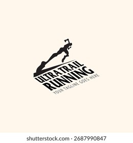 Ultra Trail running logo vector image illustration  background